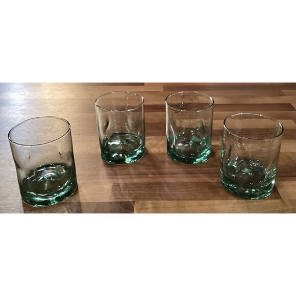 Set of 4 Vintage 4” Thumbprint Green Tumblers 10 ounces - Picture 6 of 10